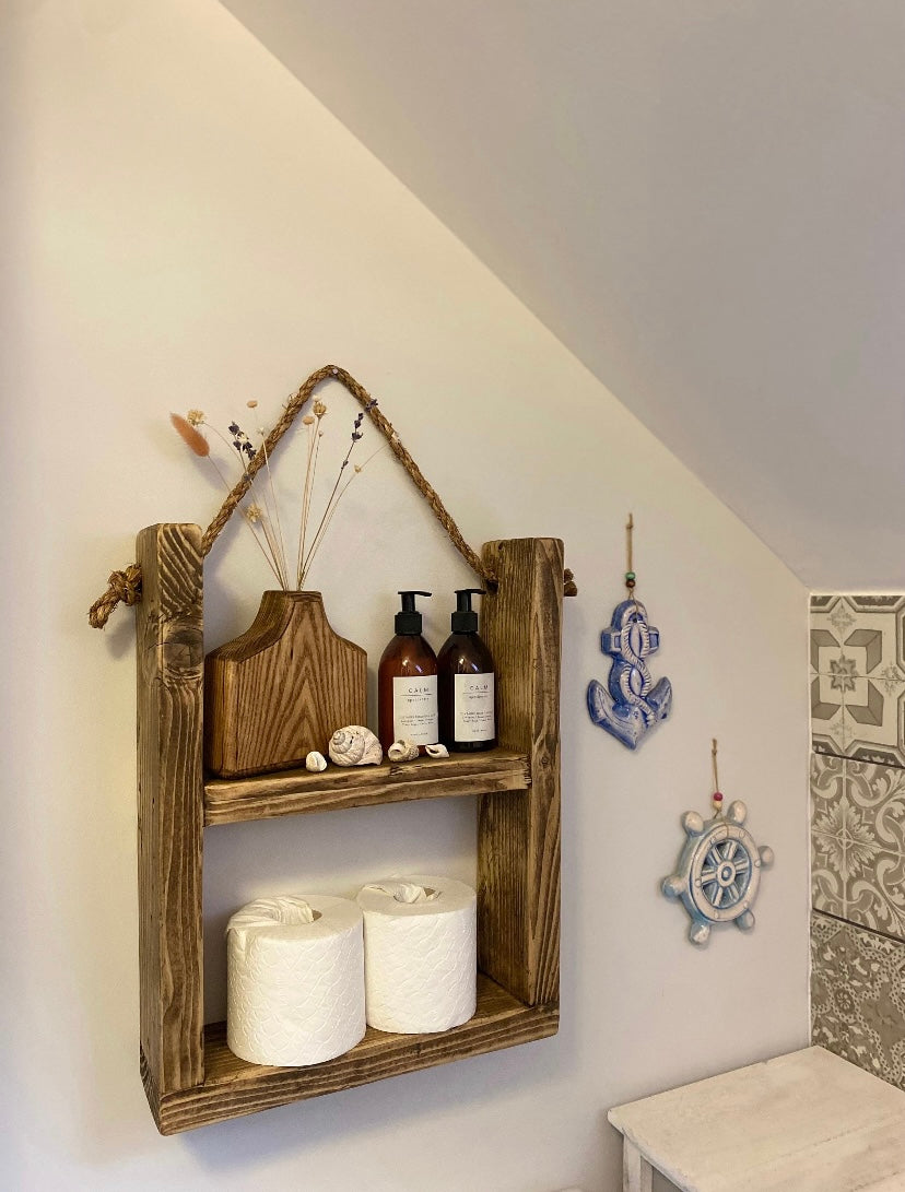 Reclaimed Wood & Organic Jute Rope Shelf